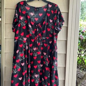 Disney Villains Valentine dress Red Hearts plus Sz 3X scoop neck lace bodice,
